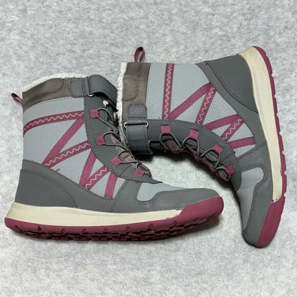 Merrell Snow Crush Boots Girls US 4M Gray Pink Leather Waterproof Mid-Calf - Picture 9 of 11
